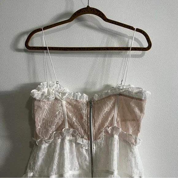 New For love & lemons Jules dainty tiered lace bridal shower mini dress